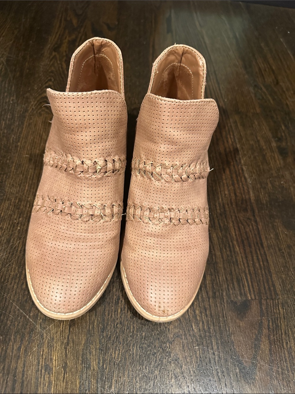 Universal Thread Perforated Woven Accent Ankle Booties - Blush Pink
